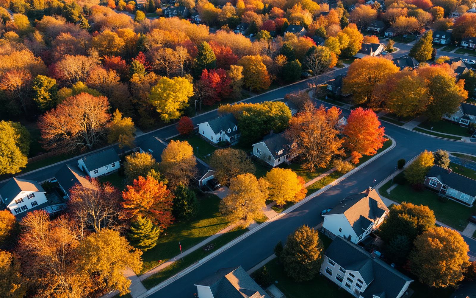 Maryland neighborhood at golden hour